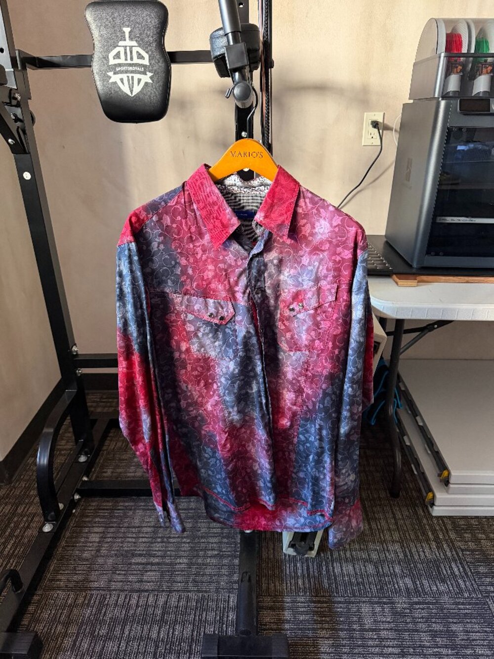 Georg Roth Men’s Multicolor Ombré Floral Western Button-Up Shirt Large